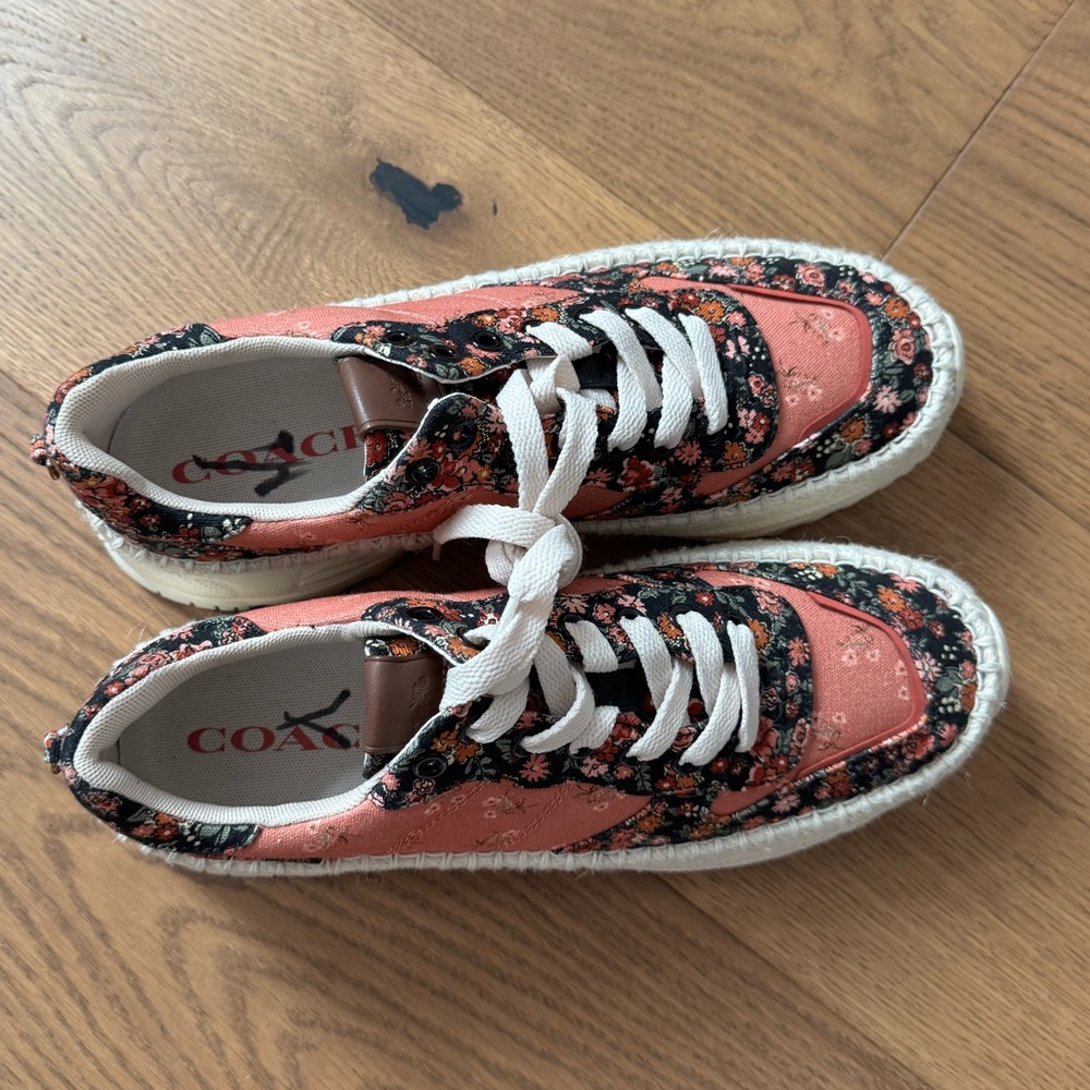 Coach C143 Espadrille Runner - Ladies Size 10 - NWOT - Pink Paisley & Beige - Picture 2 of 9